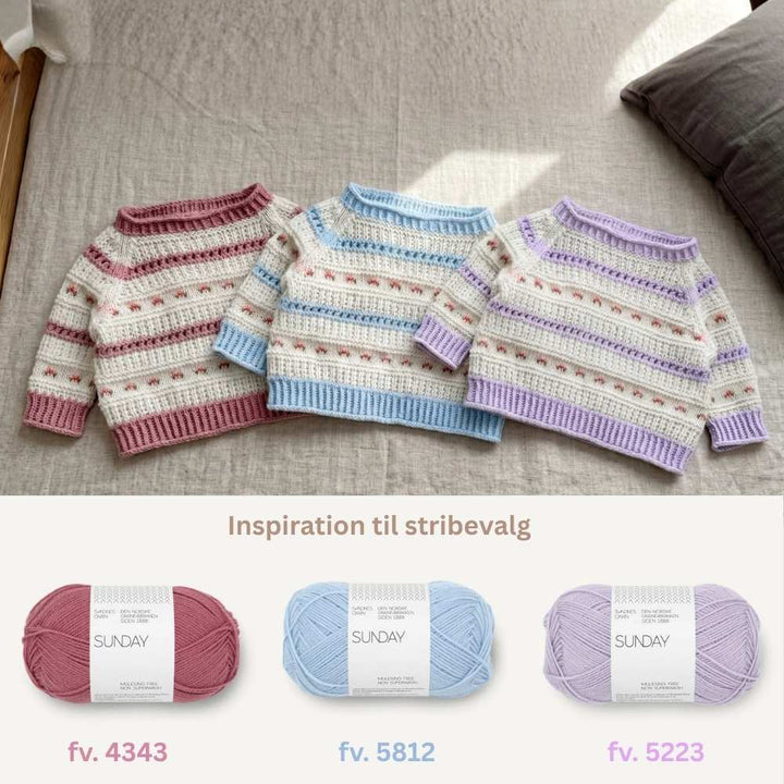 Bellis Sweater fra Woolix farveforslag i Sunday garn