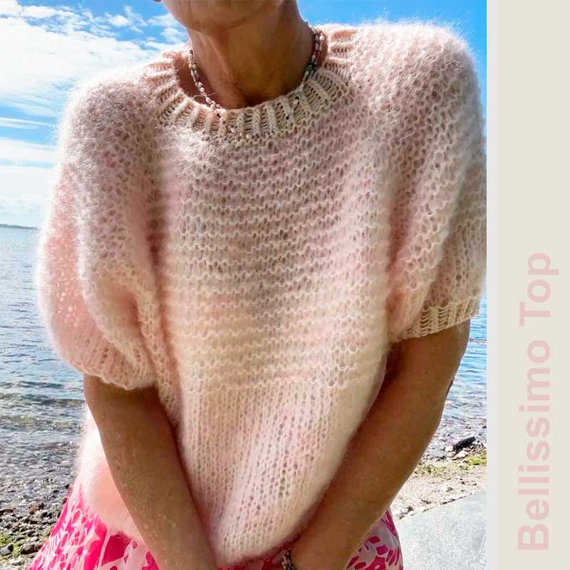 Strikkekit Bellissimo Top i Bella color, Sunday og Drops Glitter garn