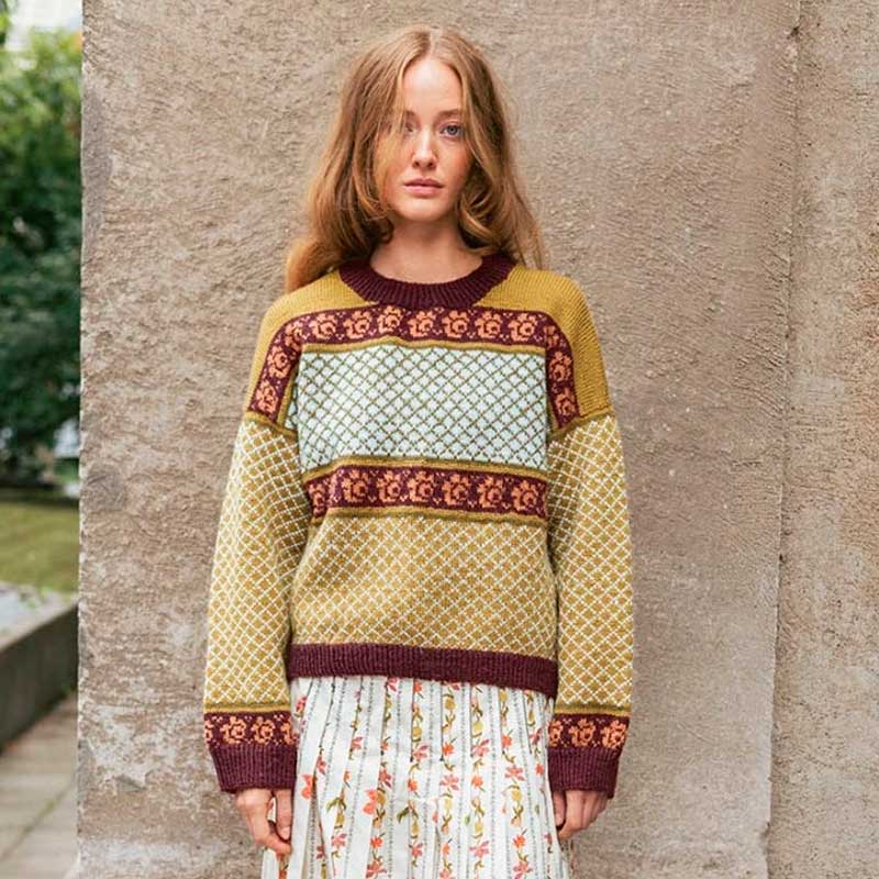 Strikkekit Blome Sweater 2510-1 i Tynd Peer Gynt fra Sandnes