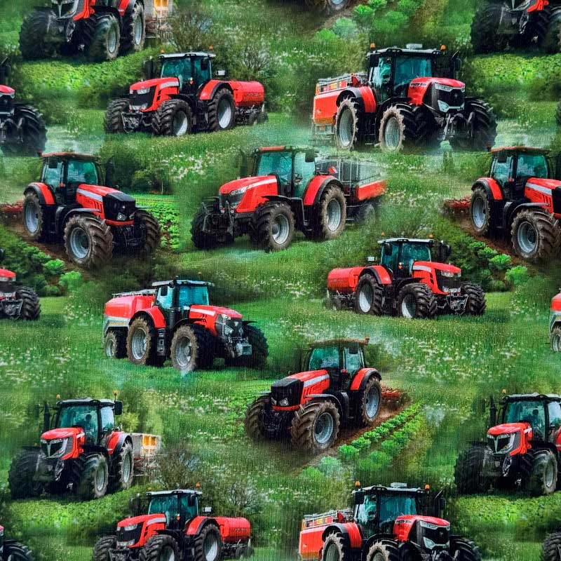 Digital bomuldsjersey med traktor i marken