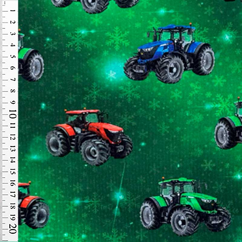 Digital bomuldsjersey med traktor og iskrystaller