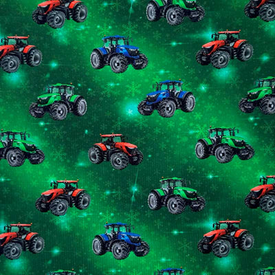 Digital bomuldsjersey med traktor og iskrystaller
