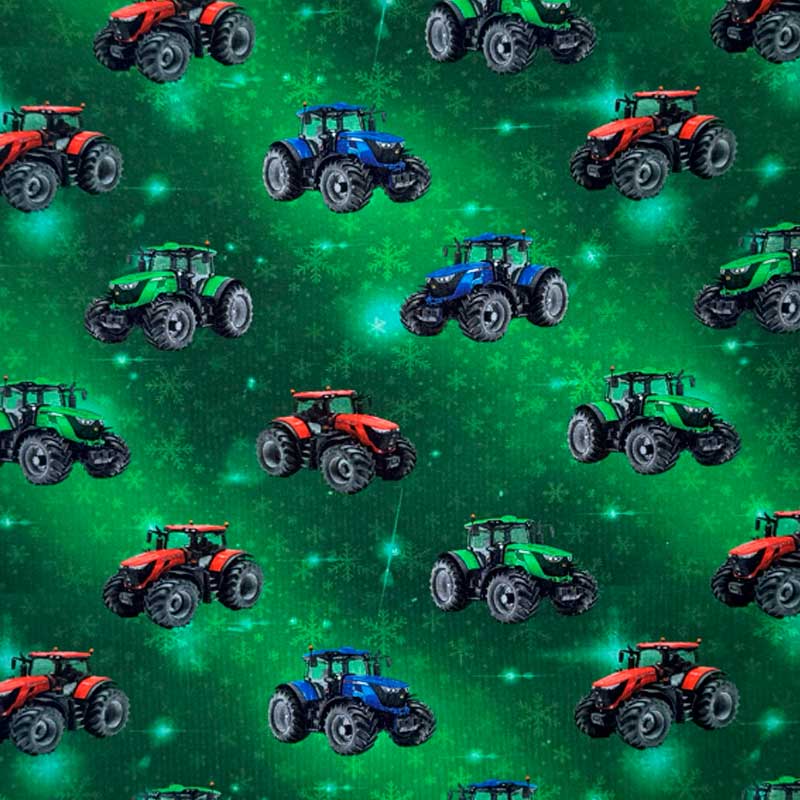Digital bomuldsjersey med traktor og iskrystaller
