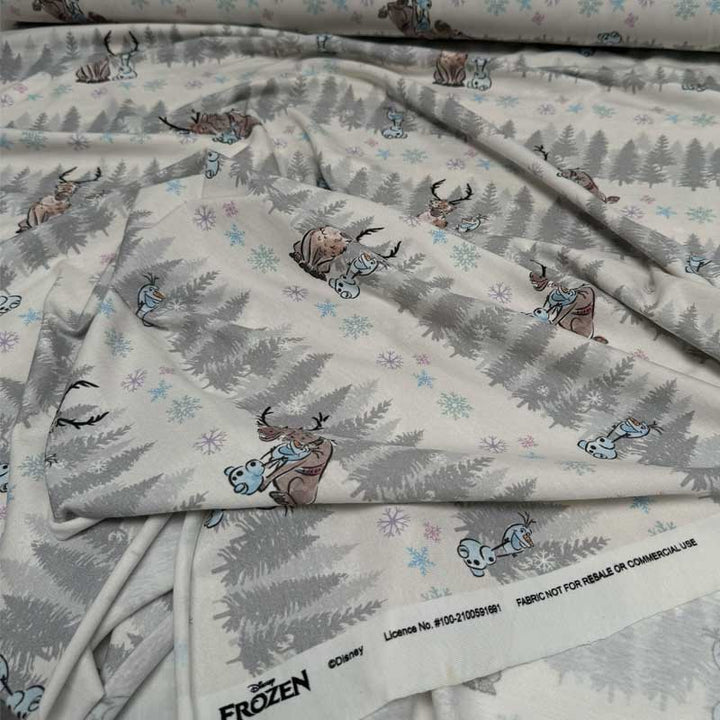 Bomuldsjersey Frozen med Sven og Olaf Off white