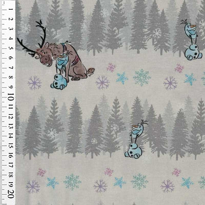Bomuldsjersey Frozen med Sven og Olaf, Off white - KreStoffer