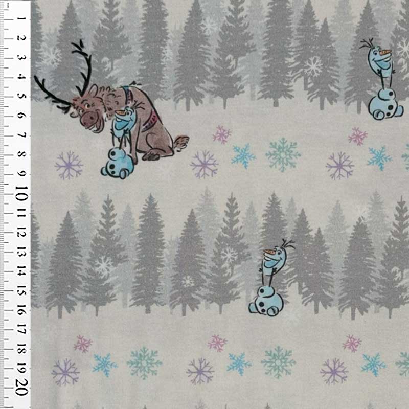 Bomuldsjersey Frozen med Sven og Olaf, Off white - KreStoffer