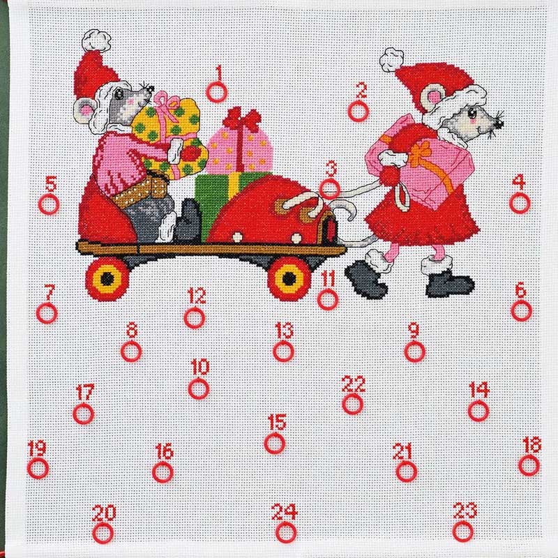 Broderi pakkekalender Rulleskøjtemus 34-4213
