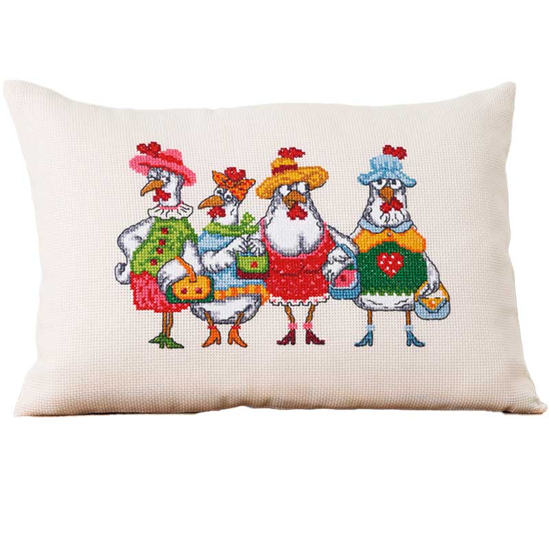 Broderikit Chick o Holics på pude fra Permin