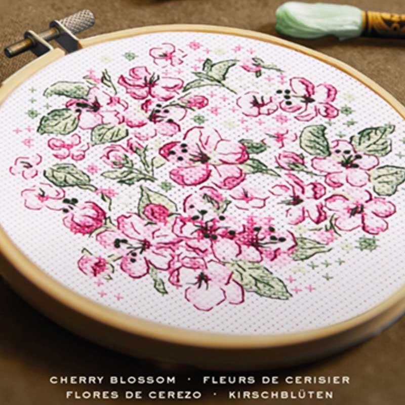 Broderikit DMC Cherry Blossom medium korsstings kit