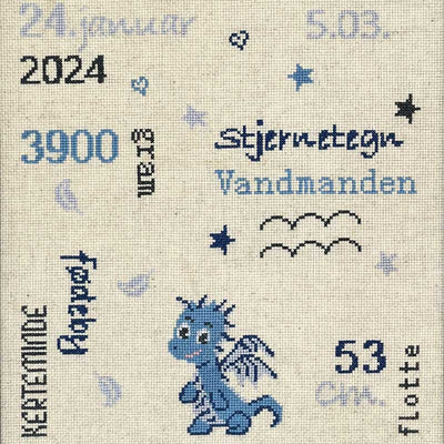 Broderikit Fødselsminde Drage fra Pomp Stitch - KreStoffer