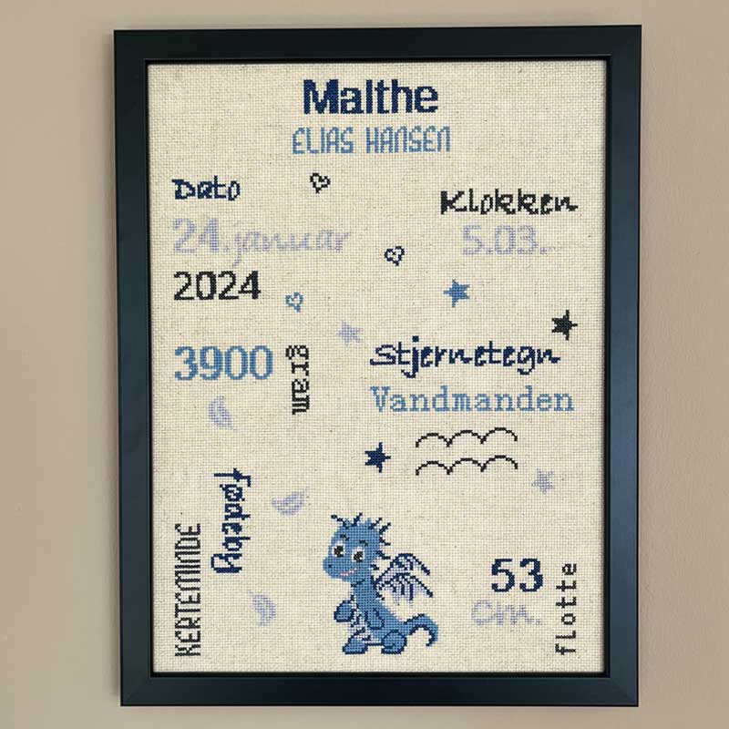 Broderikit Fødselsminde Drage fra Pomp Stitch - KreStoffer