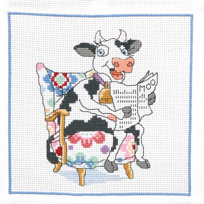 Broderikit Læsende ko - KreStoffer