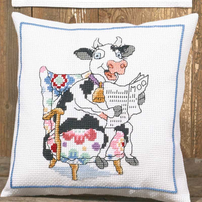 Broderikit Læsende ko - KreStoffer