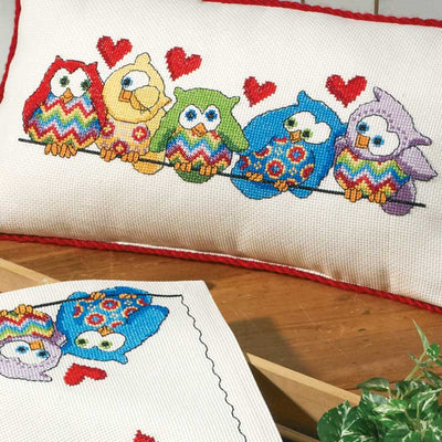 Broderikit Ugler på række - KreStoffer