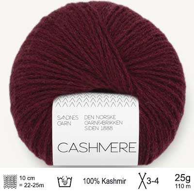 Cashmere garn fra Sandnes Garn farve 4372 Dyb burgunder