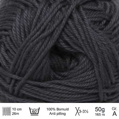 Cotton nr. 8 fra Hjertegarn Mørkegrå