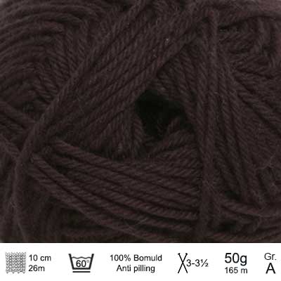 Cotton nr. 8 fra Hjertegarn Mørkebrun