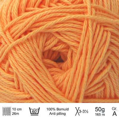 Cotton nr. 8 fra Hjertegarn Lys orange