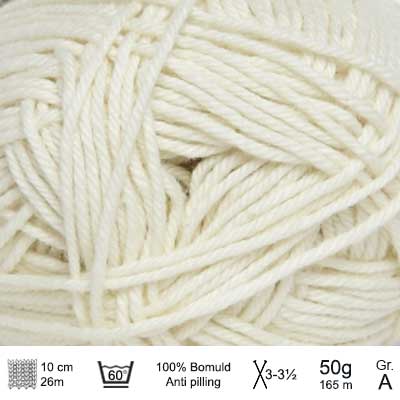 Cotton nr. 8 fra Hjertegarn Råhvid