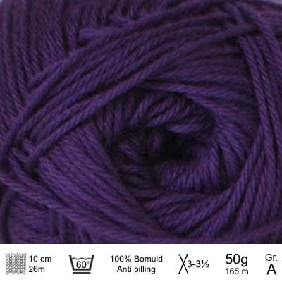 Cotton nr. 8 fra Hjertegarn Mørk lilla