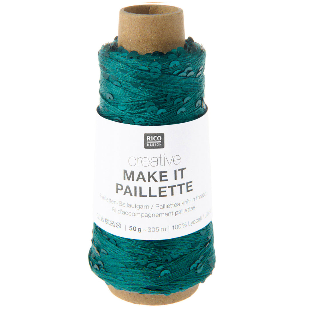 Creative Make It Paillette garn fra Rico Design Petrol