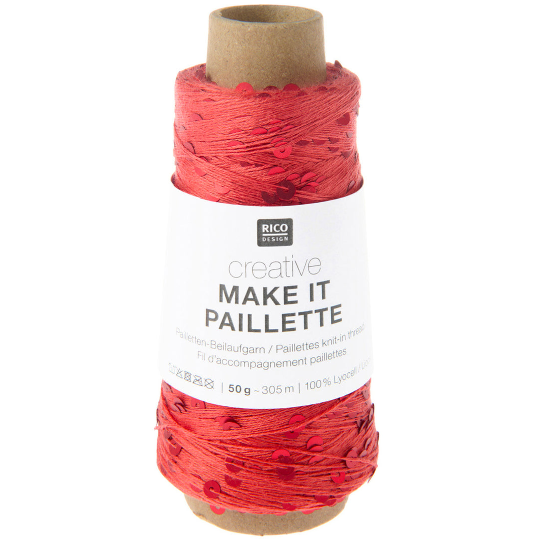 Creative Make It Paillette garn fra Rico Design Red
