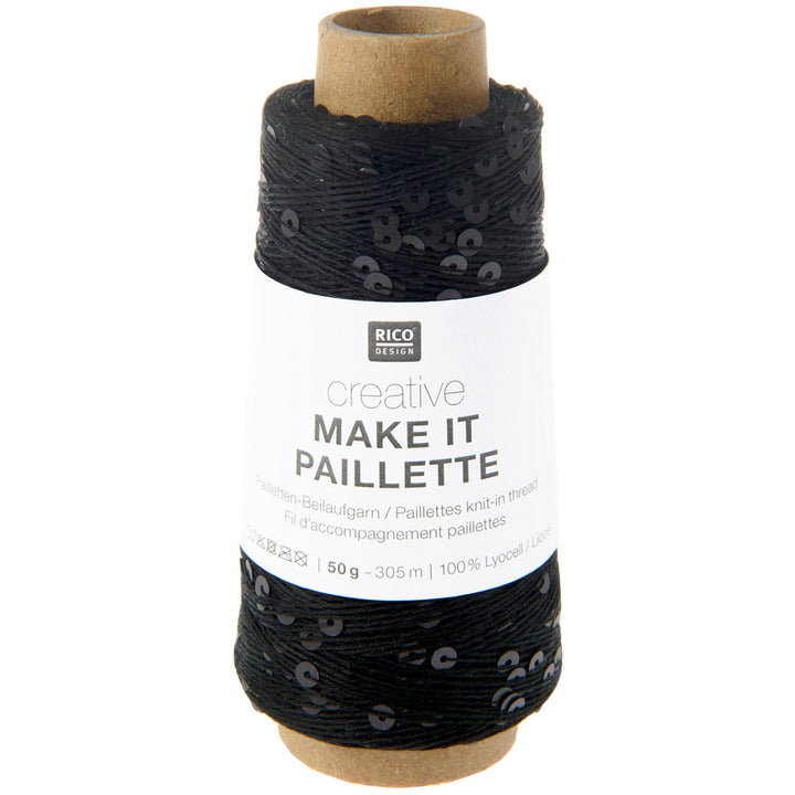 Creative Make It Paillette garn fra Rico Design Black Matt