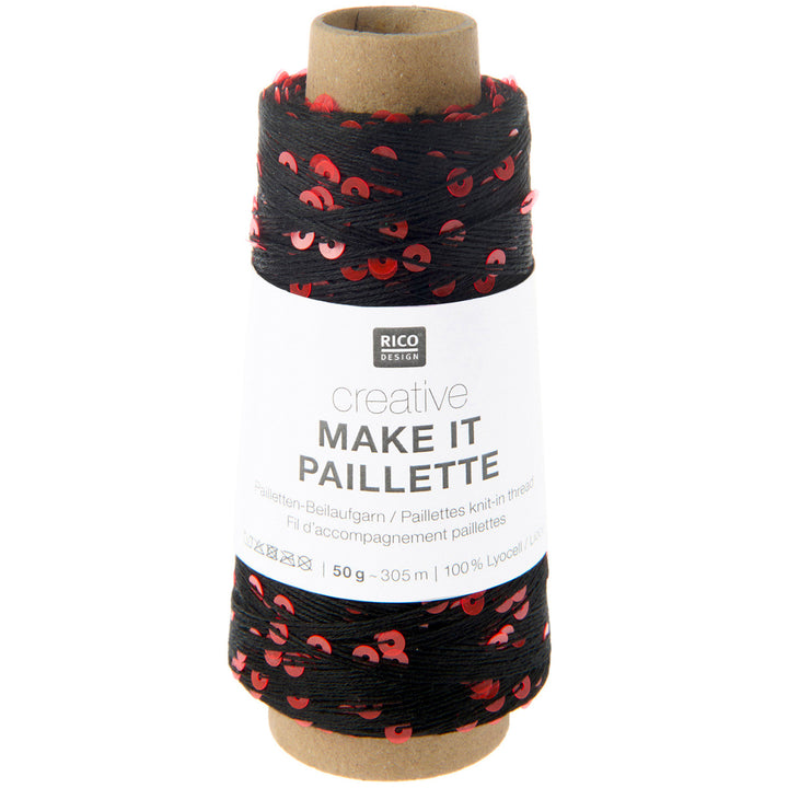 Creative Make It Paillette garn fra Rico Design Black neon