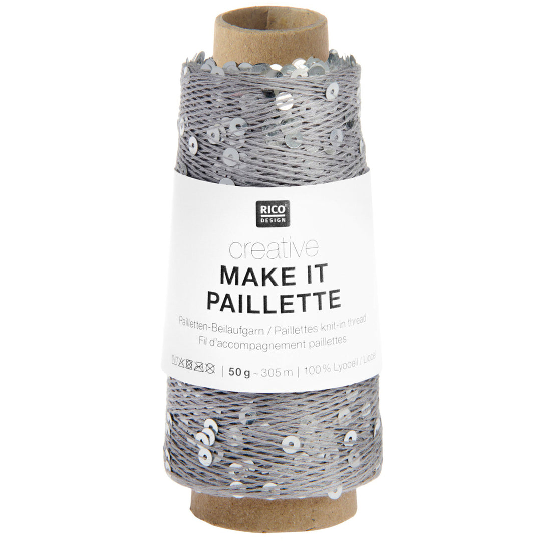 Creative Make It Paillette garn fra Rico Design Grey