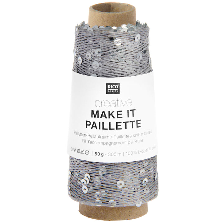 Creative Make It Paillette garn fra Rico Design Grey