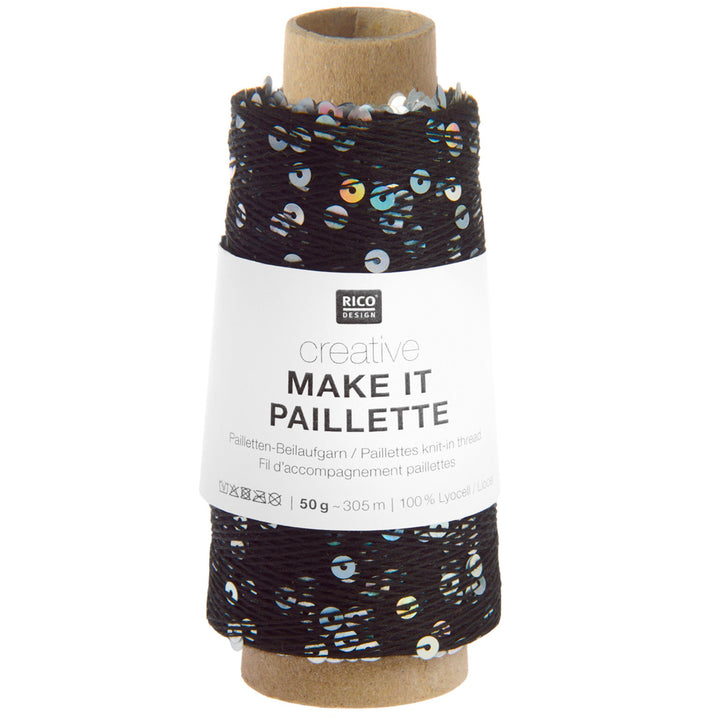 Creative Make It Paillette garn fra Rico Design Black Silver