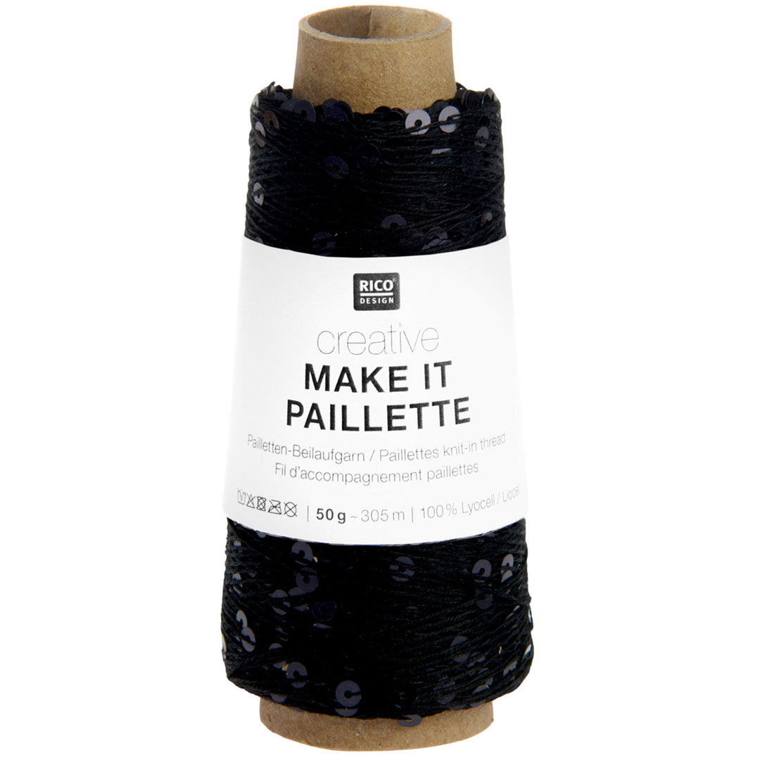 Creative Make It Paillette garn fra Rico Design Black