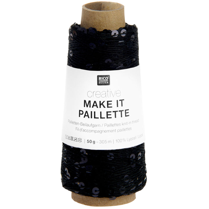 Creative Make It Paillette garn fra Rico Design Black