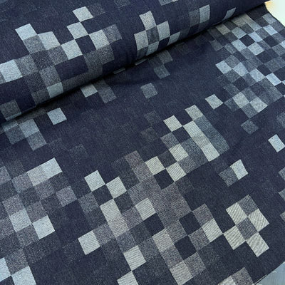 Denim med gennemvævet tern