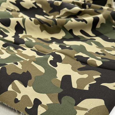 Denim med camouflage print, grøn - KreStoffer