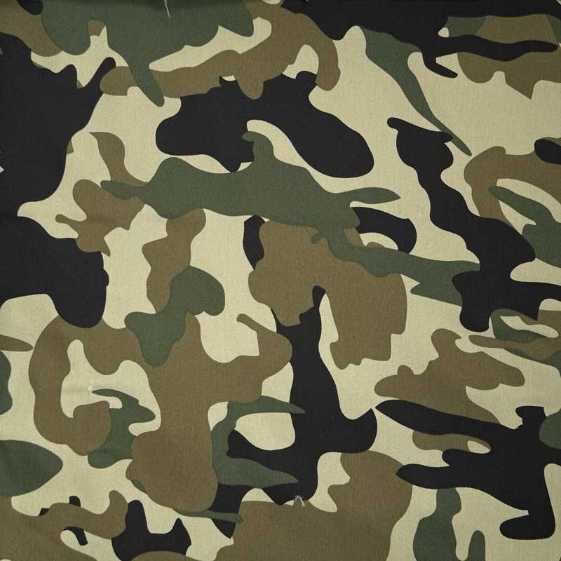Denim med camouflage print, grøn - KreStoffer
