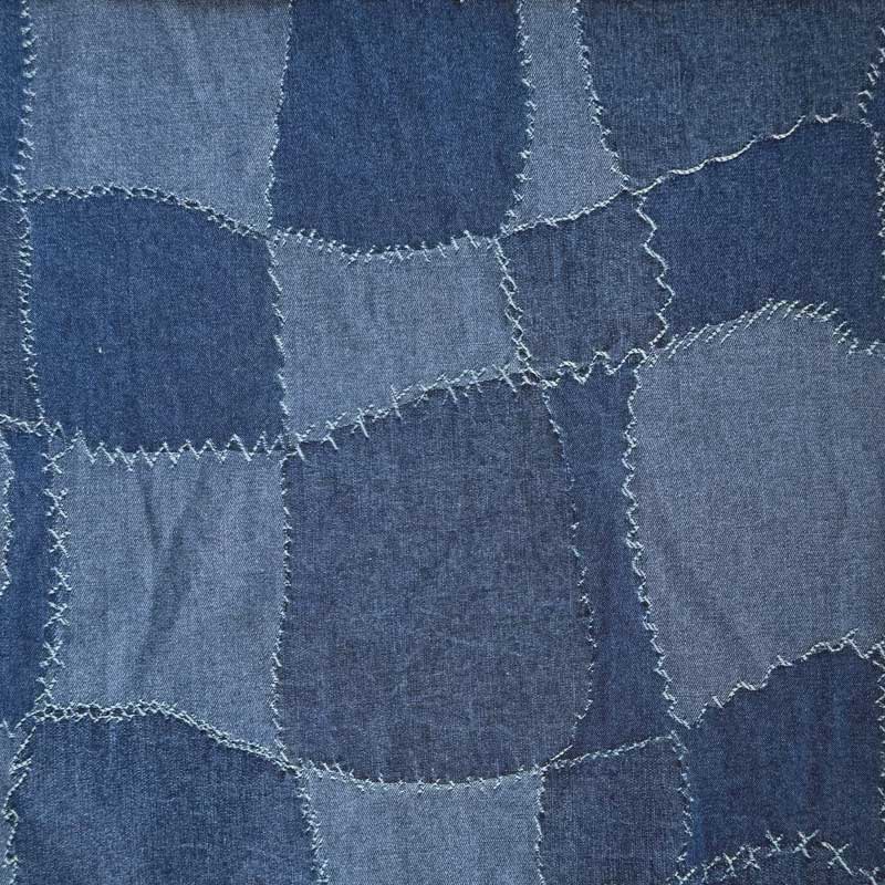 Denim med patchwork mønster - KreStoffer