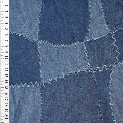 Denim med patchwork mønster - KreStoffer