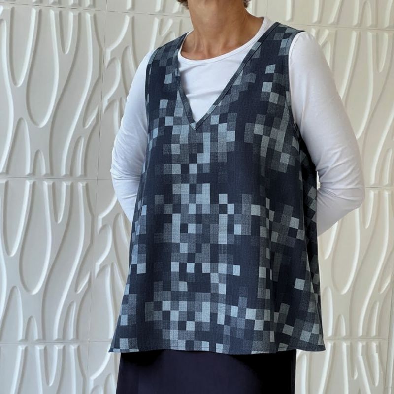 Denim med gennemvævet tern