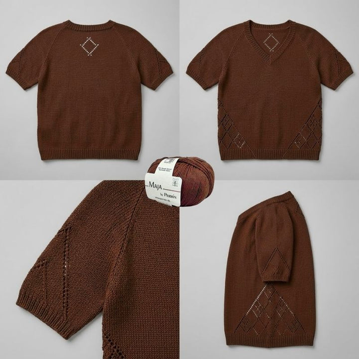 Diamond Line Tee V-neck fra Siersknit i Maja garn
