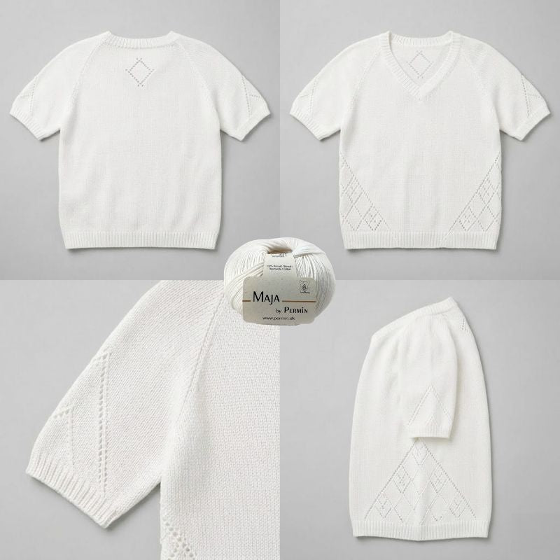 Diamond Line Tee V-neck fra Siersknit i Maja garn