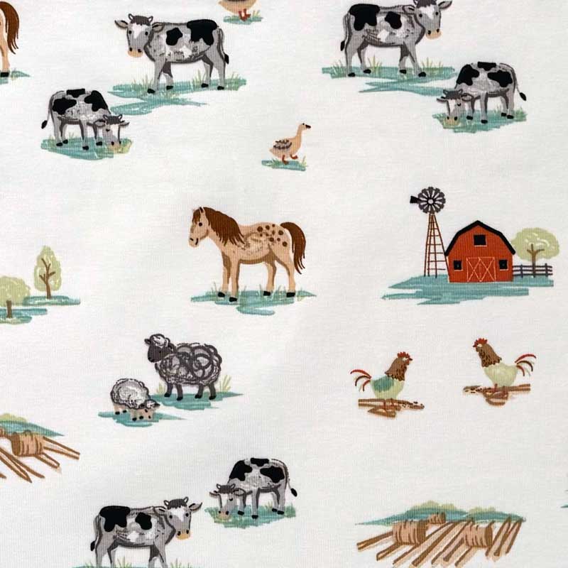 Digital bomuldsjersey med bondegårdens dyr - KreStoffer