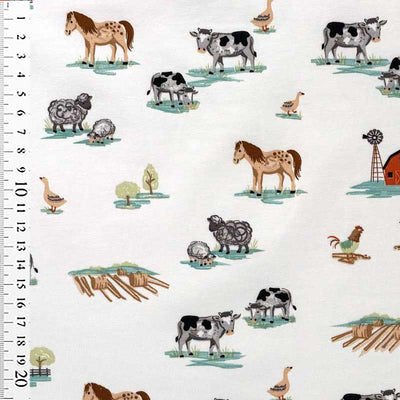 Digital bomuldsjersey med bondegårdens dyr - KreStoffer