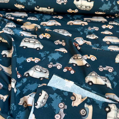 Digital bomuldsjersey med små biler - KreStoffer