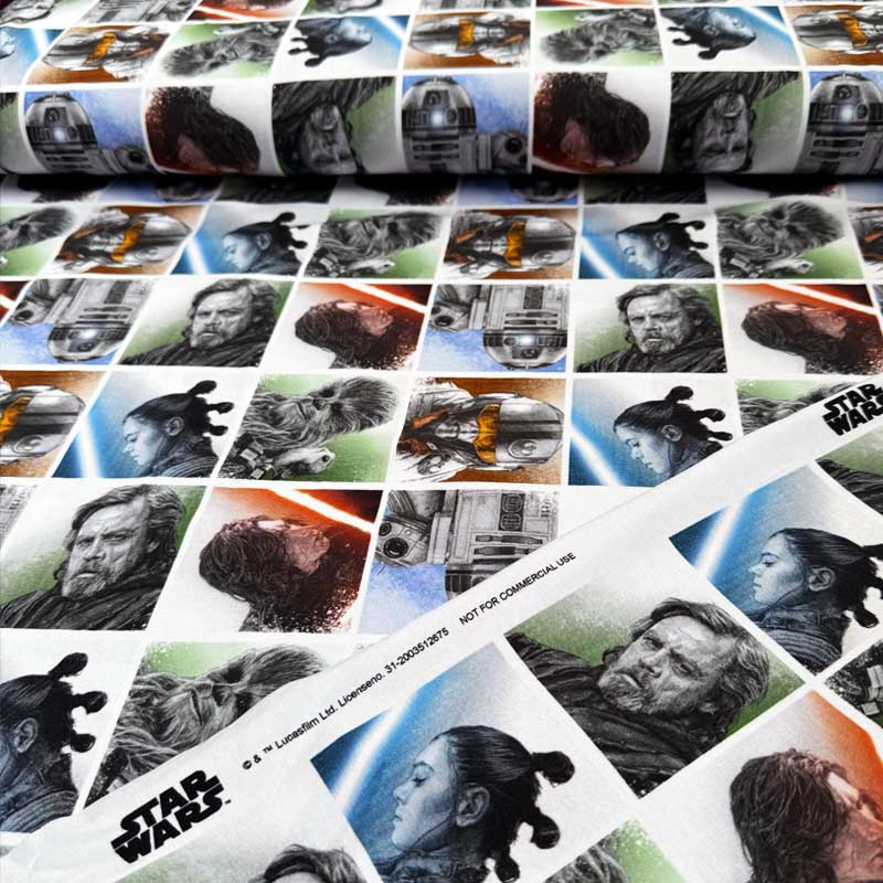 Digital bomuldsjersey med Starwars figurer - KreStoffer