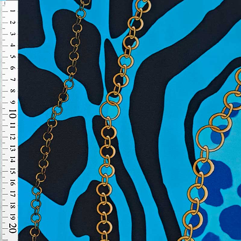 Digital viscose jersey med blandet dyreprint og kæder - KreStoffer