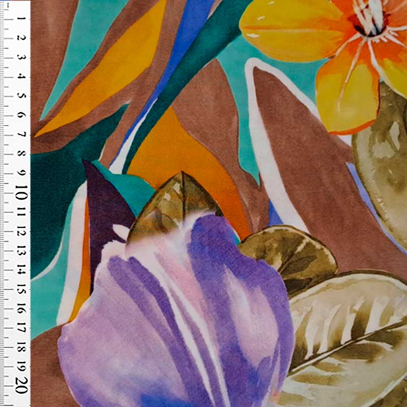 Digital viscose jersey med malede eksotiske blomster - KreStoffer