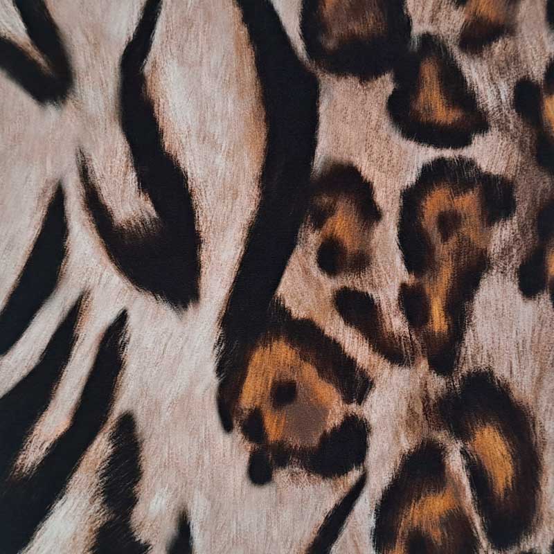 Digital viscose jersey med mixet dyreprint - KreStoffer