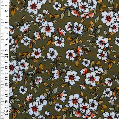 Digital viscose jersey med små hvide blomster - KreStoffer