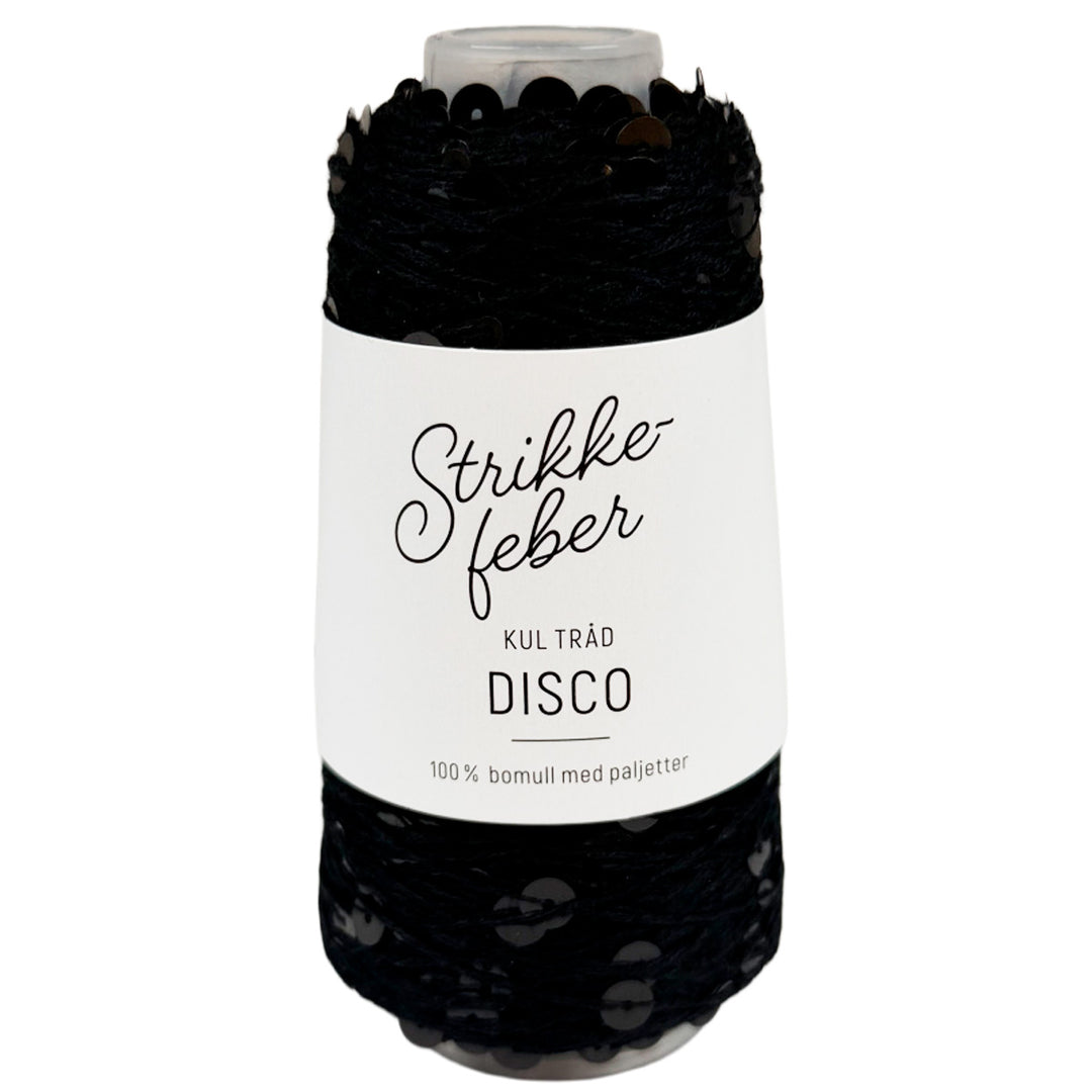 Disco garn med pailletter fra Strikkefeber, sort